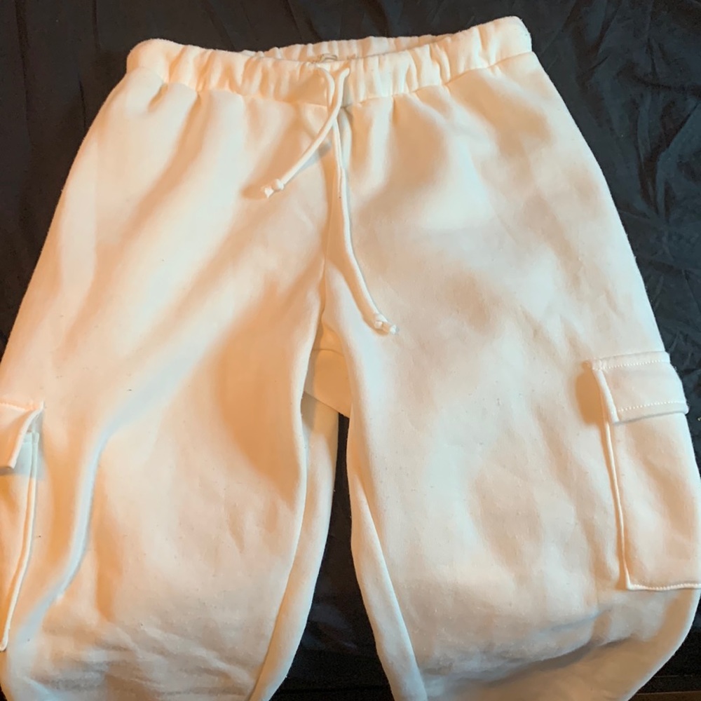 Comfortable stretchy white sweatpants